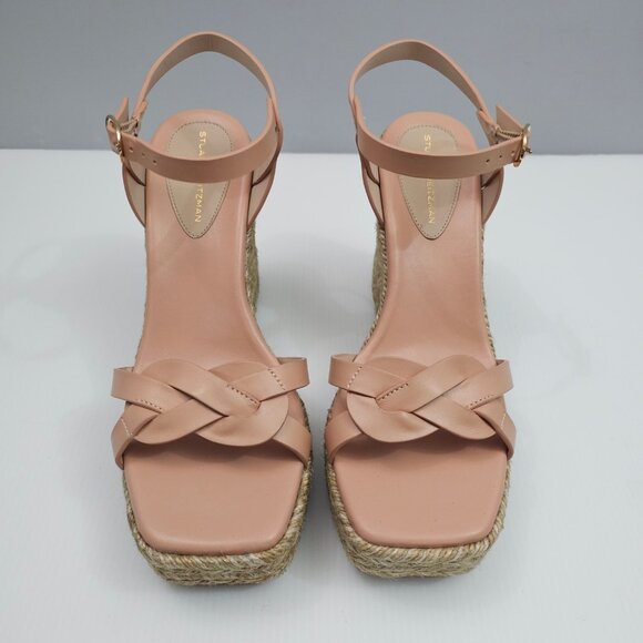 Stuart Weitzman Braida Max Wedge Womens 7 Tan Leather Espadrille Sandal NEW - Picture 4 of 14